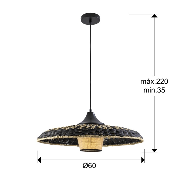 Fiji Подвесной светильник из бумаги и текстиля черный/натуральный от интернет-магазина IDODOM.RU