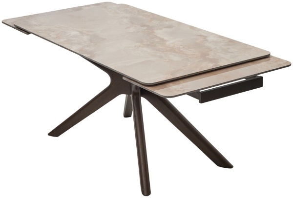 Стол обеденный Ember (160+40+40) керамика глянцевая янтарь, опоры массив от интернет-магазина IDODOM.RU