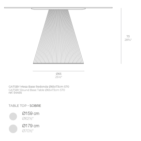 Обеденный стол Gatsby ø65x73cm s70 (столешница 159,179) от интернет-магазина IDODOM.RU