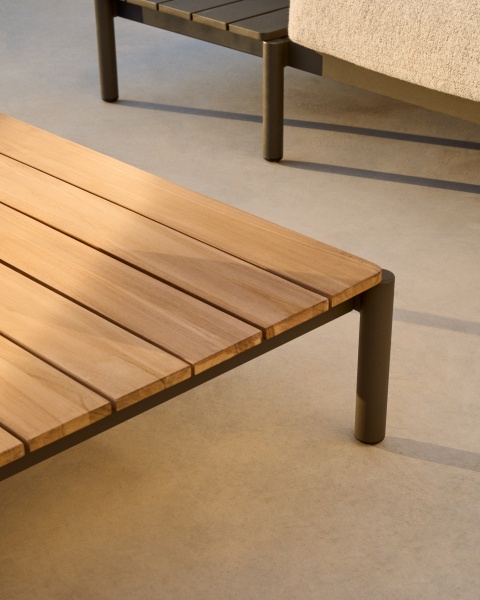 Журнальный столик Sorells из зеленого алюминия и тикового дерева 89 x 91 см от интернет-магазина IDODOM.RU