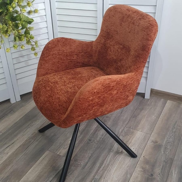 Стул Luis шенил терракотовый, поворотно-возвратный механизм 180 градусов от интернет-магазина IDODOM.RU