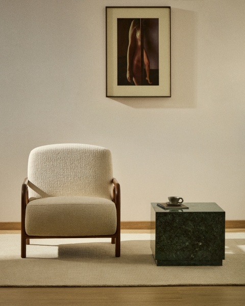 Кресло Sylo из бежевого шенилла и ясеня с отделкой цвета орех от интернет-магазина IDODOM.RU