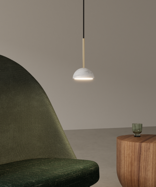 Подвесной светильник Dussa S золотой металл / белый мрамор от интернет-магазина IDODOM.RU