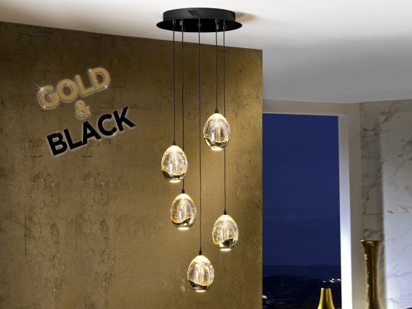 Люстра Rocio 5L черно-золотая 30D от интернет-магазина IDODOM.RU