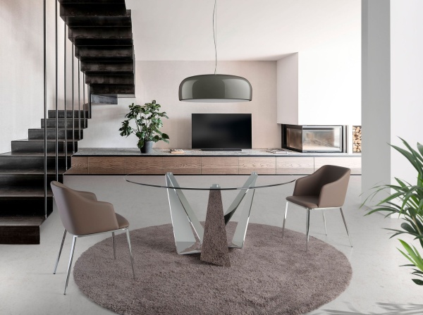 Круглый обеденный стол CT2061R /1042 стеклянный Ø150 от интернет-магазина IDODOM.RU