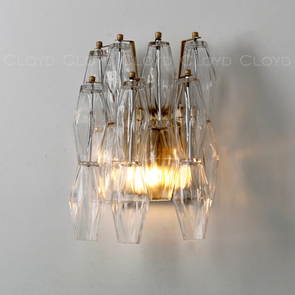 Бра Cloyd CALCUTTA W2 / выс. 37 см - латунь - прозрачн.стекло (арт.20485) от интернет-магазина IDODOM.RU