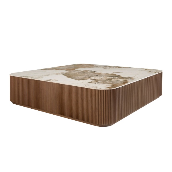 Журнальный столик 2140/CT23067 из ореха и керамики в мраморной отделке от интернет-магазина IDODOM.RU