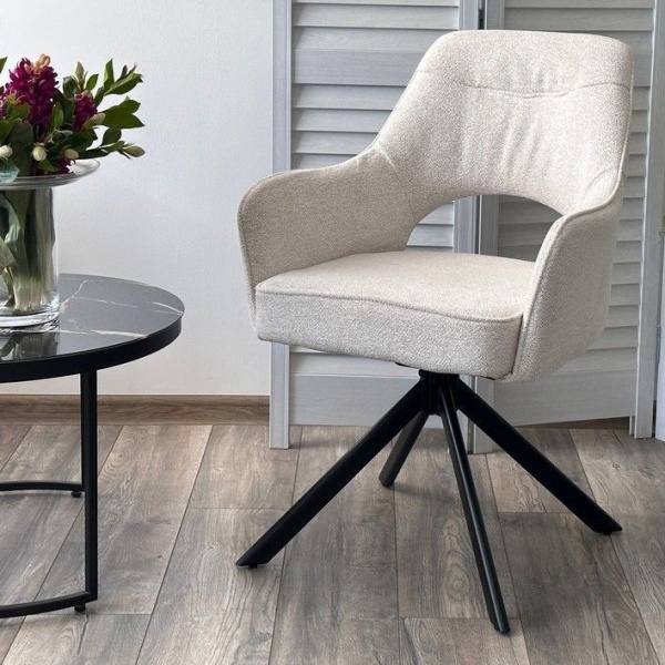 Стул Muara, букле бело-бежевый, поворотно-возвратный механизм от интернет-магазина IDODOM.RU