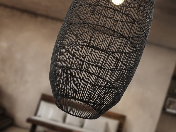 Tizne Подвесной светильник с абажуром из бумаги черный 40D от интернет-магазина IDODOM.RU