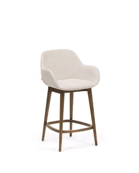 Полубарный стул Konna бежевого цвета с ножками из массива ясеня в темной отделке, 65 см от интернет-магазина IDODOM.RU