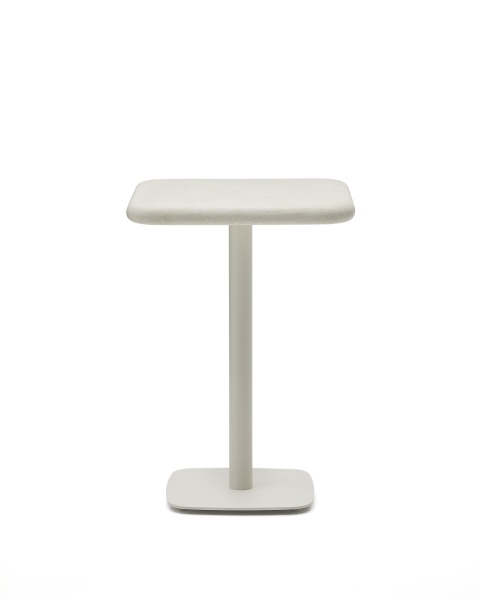 Уличный стол Dina высокий белый из цемента и стали со столешницей 70х70 см от интернет-магазина IDODOM.RU