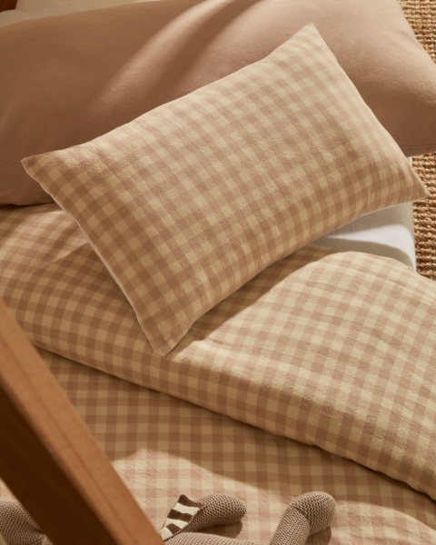 Yanil Чехол на подушку 100% хлопок розовые и бежевые квадраты 30 x 50 см от интернет-магазина IDODOM.RU