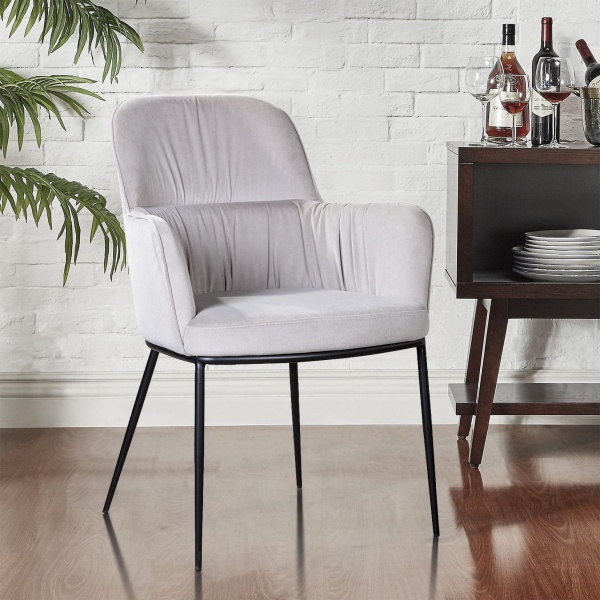 Стул с подлокотниками Barkley, микровелюр серый от интернет-магазина IDODOM.RU