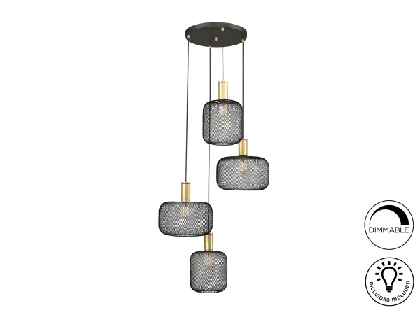 Подвесной светильник Osiris 4L черно-золотой от интернет-магазина IDODOM.RU