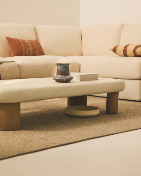 Alea 5-местный модульный угловой диван со съемным чехлом из шенилла цвета экрю 310 x 310 см от интернет-магазина IDODOM.RU