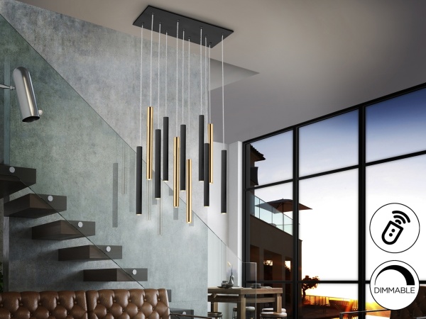 Подвесной светильник Varas 11L черный/золотой DIM от интернет-магазина IDODOM.RU