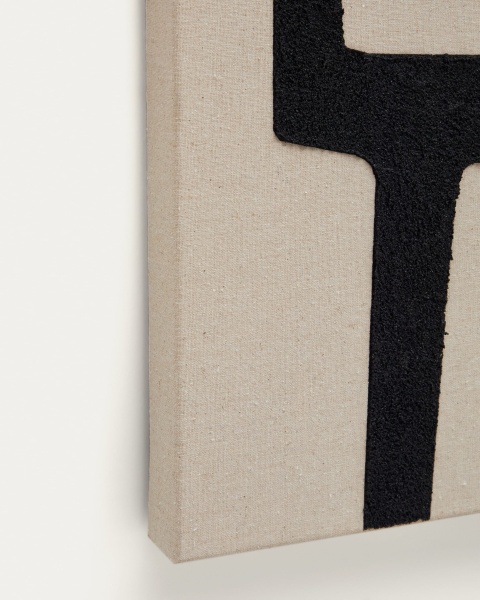 Salmi Абстрактная картина на льне бежевого и черного цвета 100 х 70 см от интернет-магазина IDODOM.RU