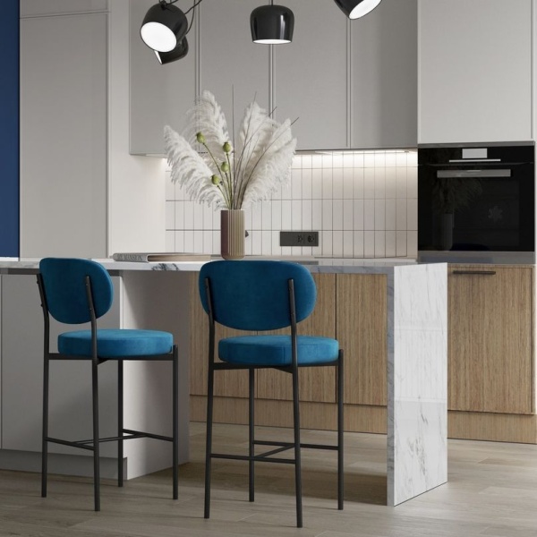 Стул полубарный Mason, бархат синий 29 от интернет-магазина IDODOM.RU