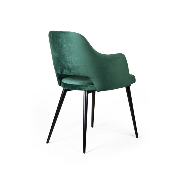 Стул William с подлокотниками, бархат зелёный 19/ черный конус от интернет-магазина IDODOM.RU