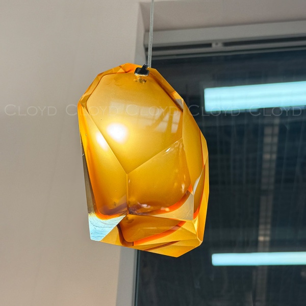 Подвесной светильник Cloyd VARELL P1 / шир. 20 см - хром - желтое стекло (арт.11659) от интернет-магазина IDODOM.RU