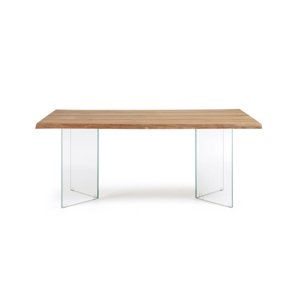 Стол Lotty из дубового шпона с натуральной отделкой и стеклянными ножками 160 x 90 см от интернет-магазина IDODOM.RU