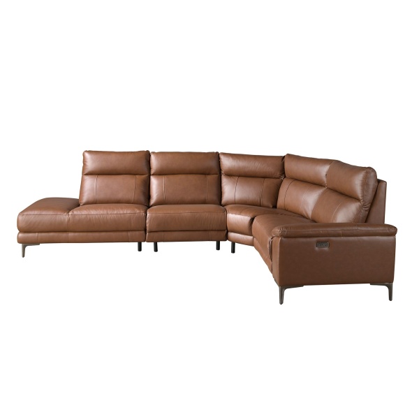 5-местный диван с левым шезлонгом 6216 из коричнево-табачной кожи от интернет-магазина IDODOM.RU
