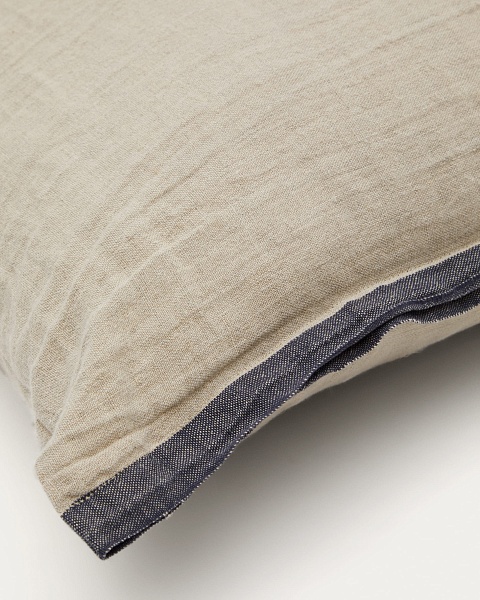 Чехол для подушки Suerta бежево-синего цвета, 100% лен, 45 x 45 см от интернет-магазина IDODOM.RU