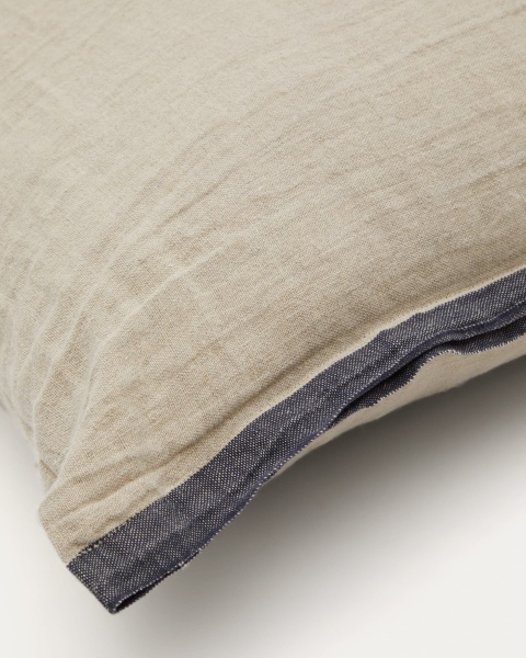 Чехол для подушки Suerta бежево-синего цвета, 100% лен, 45 x 45 см от интернет-магазина IDODOM.RU