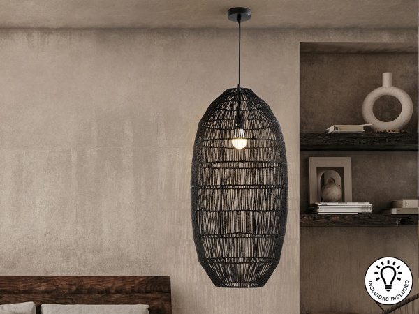 Tizne Подвесной светильник с абажуром из бумаги черный 40D от интернет-магазина IDODOM.RU