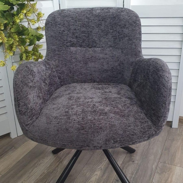 Стул Luis шенил серый, поворотно-возвратный механизм 180 градусов от интернет-магазина IDODOM.RU