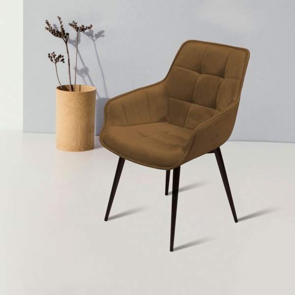 Стул с подлокотниками Capri, бархат коричневый 12 / опора конус от интернет-магазина IDODOM.RU