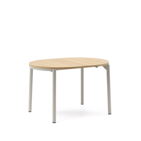 Montuiri круглый раздвижной стол из дубового шпона и белой стали от интернет-магазина IDODOM.RU