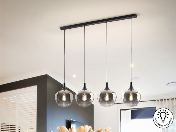 Люстра Opaz 4L черный/дымчатый от интернет-магазина IDODOM.RU