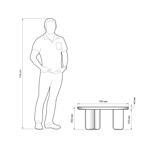 Журнальный столик Momo D800 массив / пластик hpl асфальт от интернет-магазина IDODOM.RU