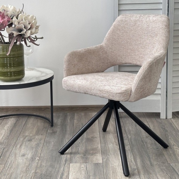 Стул Gandi шенил бежевый, поворотно-возвратный механизм 180 градусов от интернет-магазина IDODOM.RU