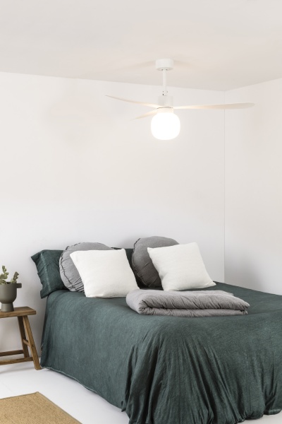 Белый вентилятор Amelia L BALL  LED от интернет-магазина IDODOM.RU