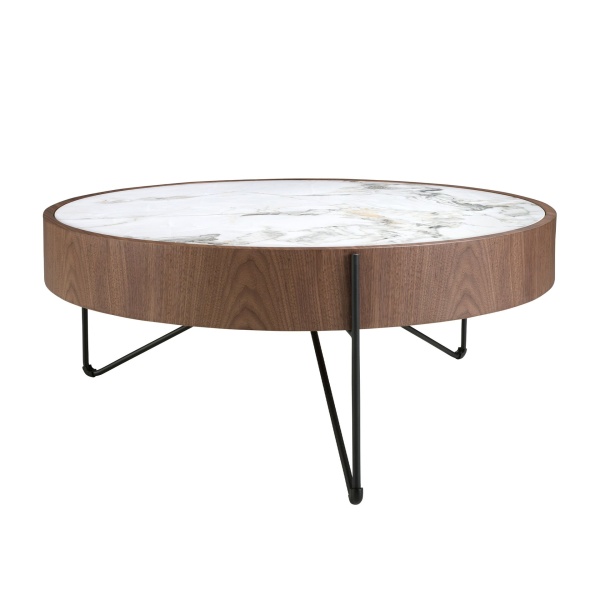 Круглый журнальный столик 2138/MH2303A из ореха и мраморной керамики от интернет-магазина IDODOM.RU