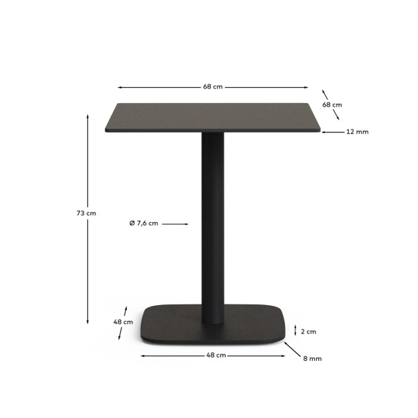 Dina Уличный стол черный на черном металлическом основании 68 x 68 x 70 см от интернет-магазина IDODOM.RU