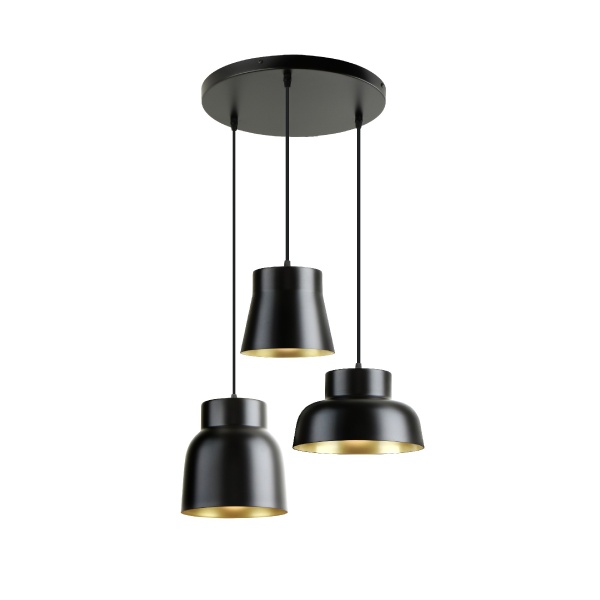 Vulcano Люстра 3L D50 черный/золотистый от интернет-магазина IDODOM.RU