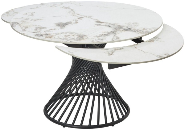 Стол круглый раскладной Tower (120+35+35) керамика глянцевая, светлая от интернет-магазина IDODOM.RU