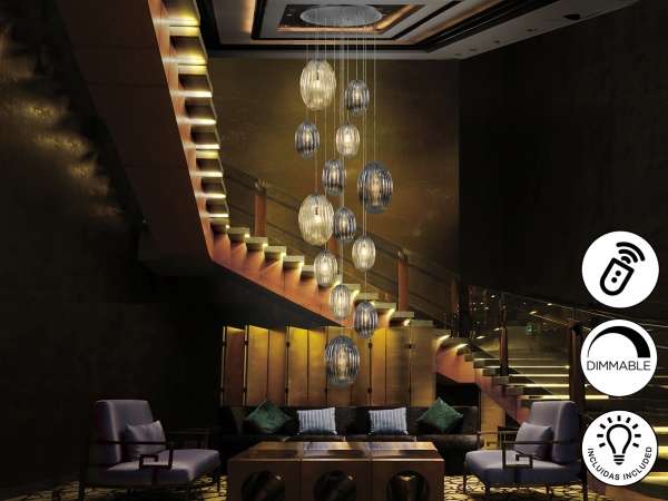 Подвесной светильник Ovila дымчатый/янтарный 13L DIM от интернет-магазина IDODOM.RU