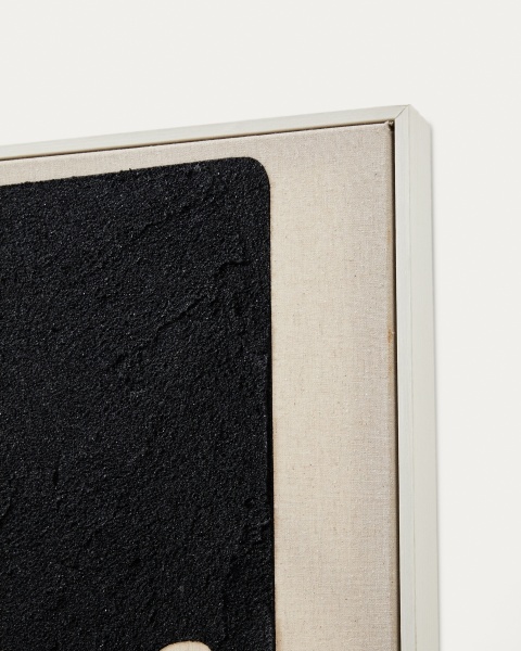 Salmi Абстрактная картина на льне бежевого и черного цвета 210 х 110 см от интернет-магазина IDODOM.RU