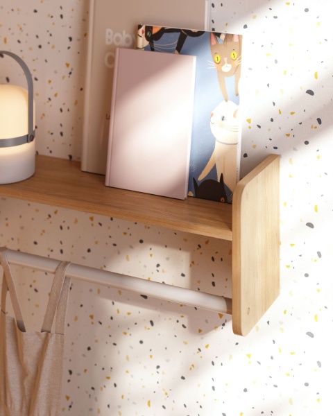 Полка Florentina с вешалками из массива натуральной сосны FSC и белого МДФ 52,5 см от интернет-магазина IDODOM.RU