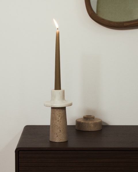 Подсвечник Zalvori из белого мрамора и травертина 18 см от интернет-магазина IDODOM.RU