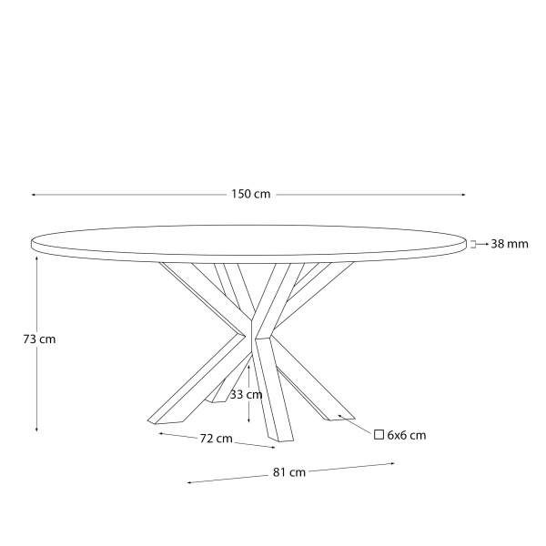 Круглый стол Argo из массива акации на стальных ножках с черной отделкой Ø 150 от интернет-магазина IDODOM.RU