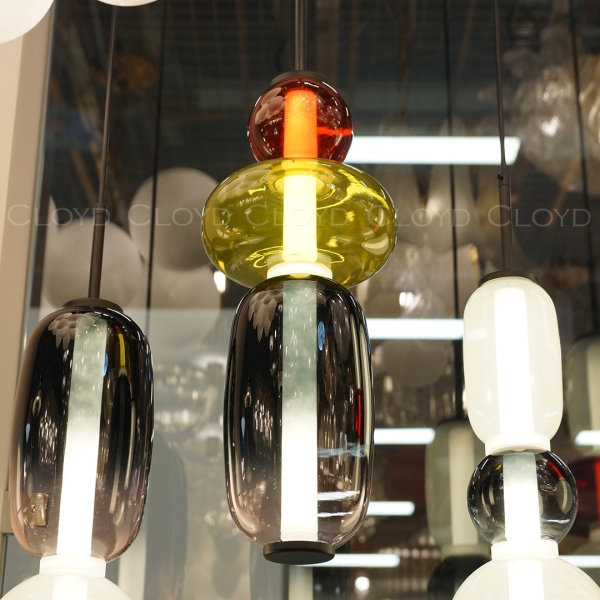 Подвесной светильник Cloyd SUPERNOVA-A P1 / выс. 40 см - 3 яруса - черный - красн. стекло (арт.11405) от интернет-магазина IDODOM.RU