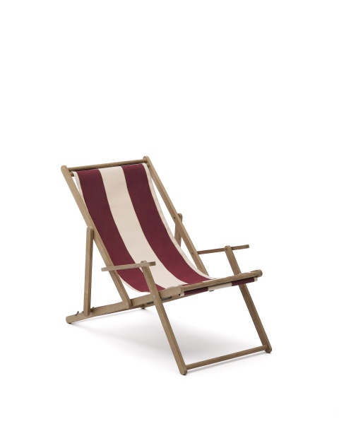 Vilara Складной шезлонг для улицы в полоску бордового и бежевого цвета от интернет-магазина IDODOM.RU