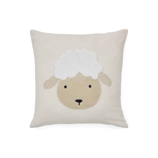 Чехол для подушки Milu из бежевого хлопка с вышивкой в виде овцы 45 x 45 см от интернет-магазина IDODOM.RU