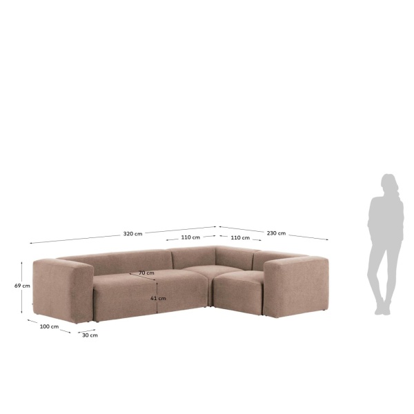 Угловой 4-х местный диван Blok 320 x 230 cm розовый от интернет-магазина IDODOM.RU