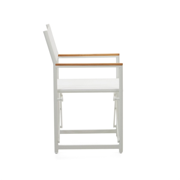 Llado Складной стул из белого алюминия с подлокотниками из массива тика от интернет-магазина IDODOM.RU